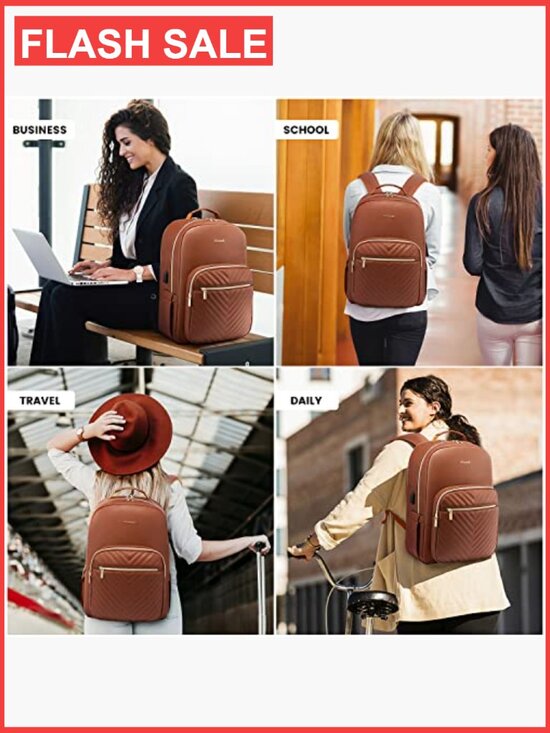 Women\'s Laptop Backpack Large Capacity Travel Work Bag USB Port 15.6\